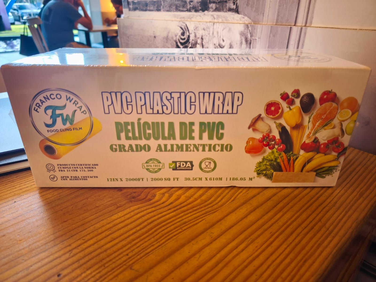 Caja de papel film Franco Wrap PVC 12 pulgadas por 2000 pies, grado alimenticio